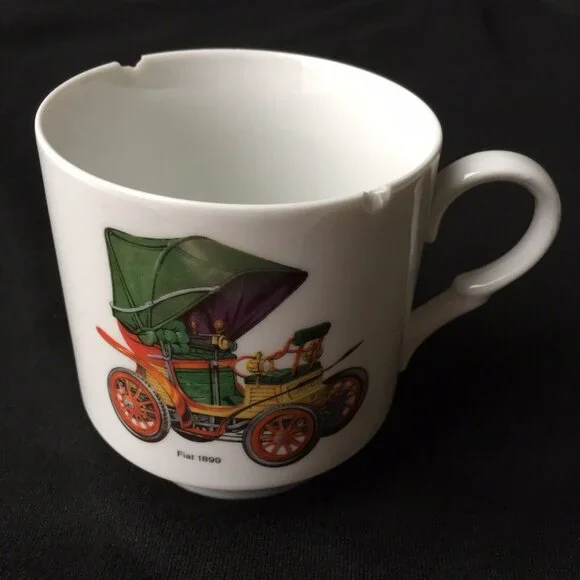 Bavaria Schumann Arzberg Germany Fiat 1899 Car Dion Bouton Coffee Mug Cup Vtg - Picture 2 of 12
